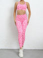 Women's Leopard Print Balance Compression Racerback Crop Top And High-waist Pants