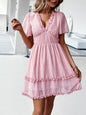 Women's Floral Print Flutter Sleeve Faux Wrap Mini Dress