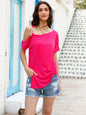 Women's Solid Color Chain Hardware Cutout Shoulder Top