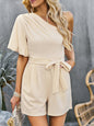 Women's Elegant Solid Color One Shoulder Rompers