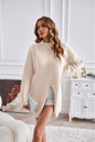 Women's half turtleneck slit pullover sweater