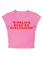 Women's Trendy Short Tight Lettering Printed T-Shirt Hot Girl Top