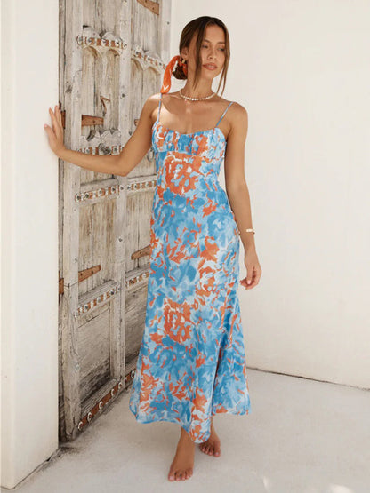 New thin-strap French low-cut suspender dress with beautiful back