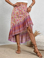 New casual women's bohemian skirt positioning printed floral skirt