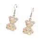 Iridescent Bear Drop Earrings – Holographic Festival Rave Jewellery