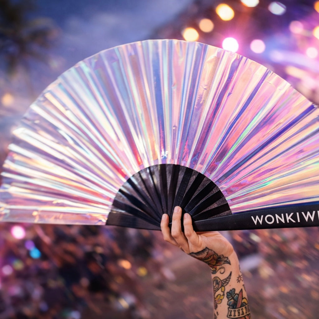 Mermaid Wishes Iridescent Festival Fan (Pearlescent Reverse)