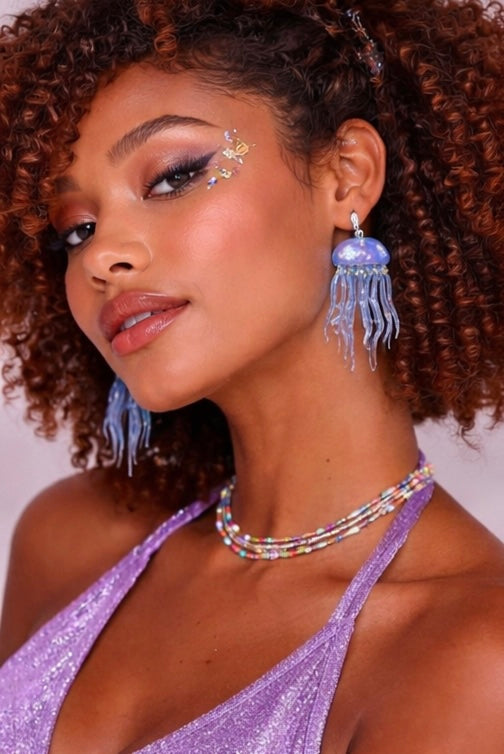 Iridescent Jellyfish Earrings – Ethereal Ocean Drop Statement Festival Jewellery