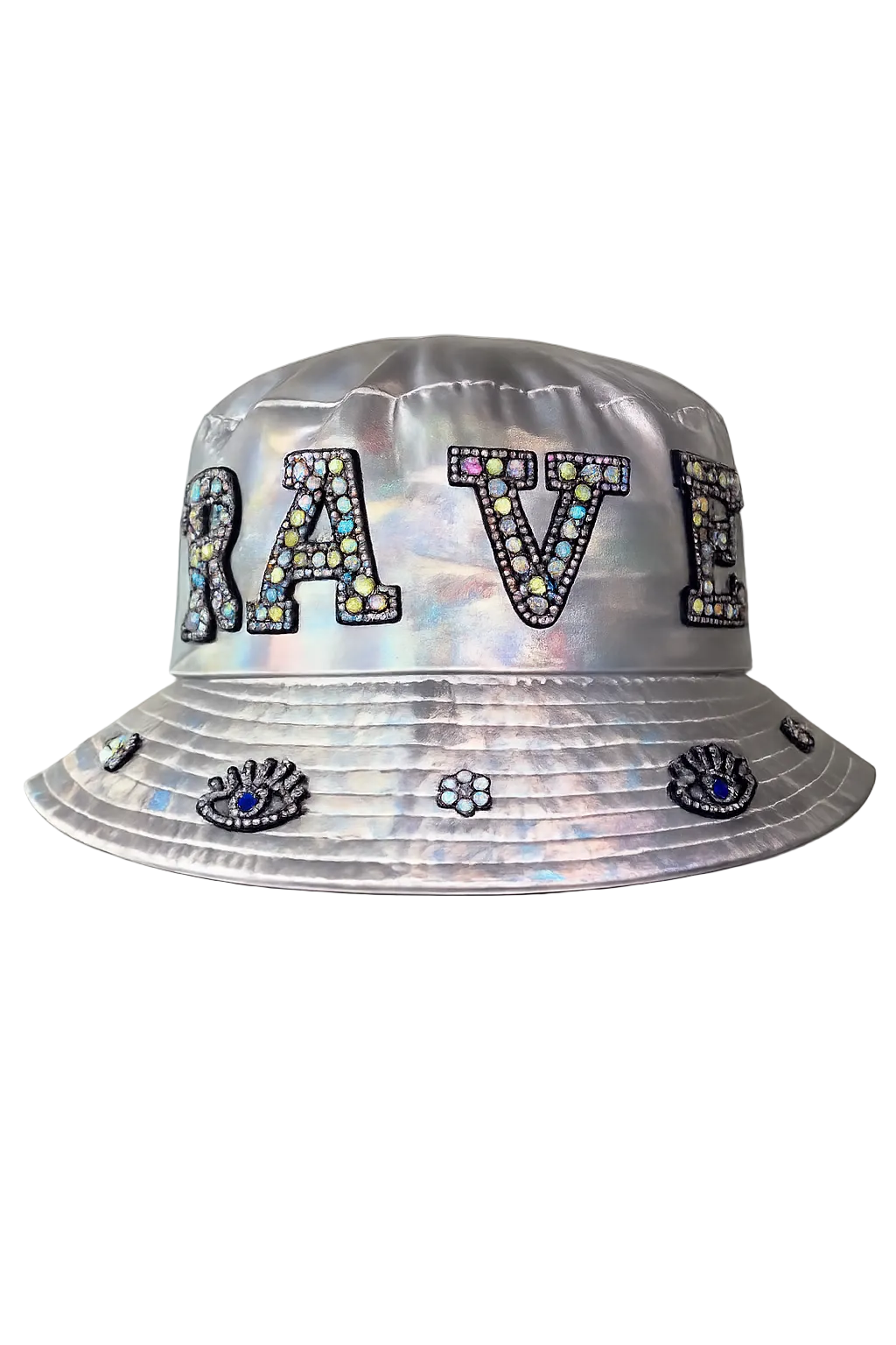 Handmade Iridescent Silver Metallic RAVE Bucket Hat | Festival & Rave Hat UK