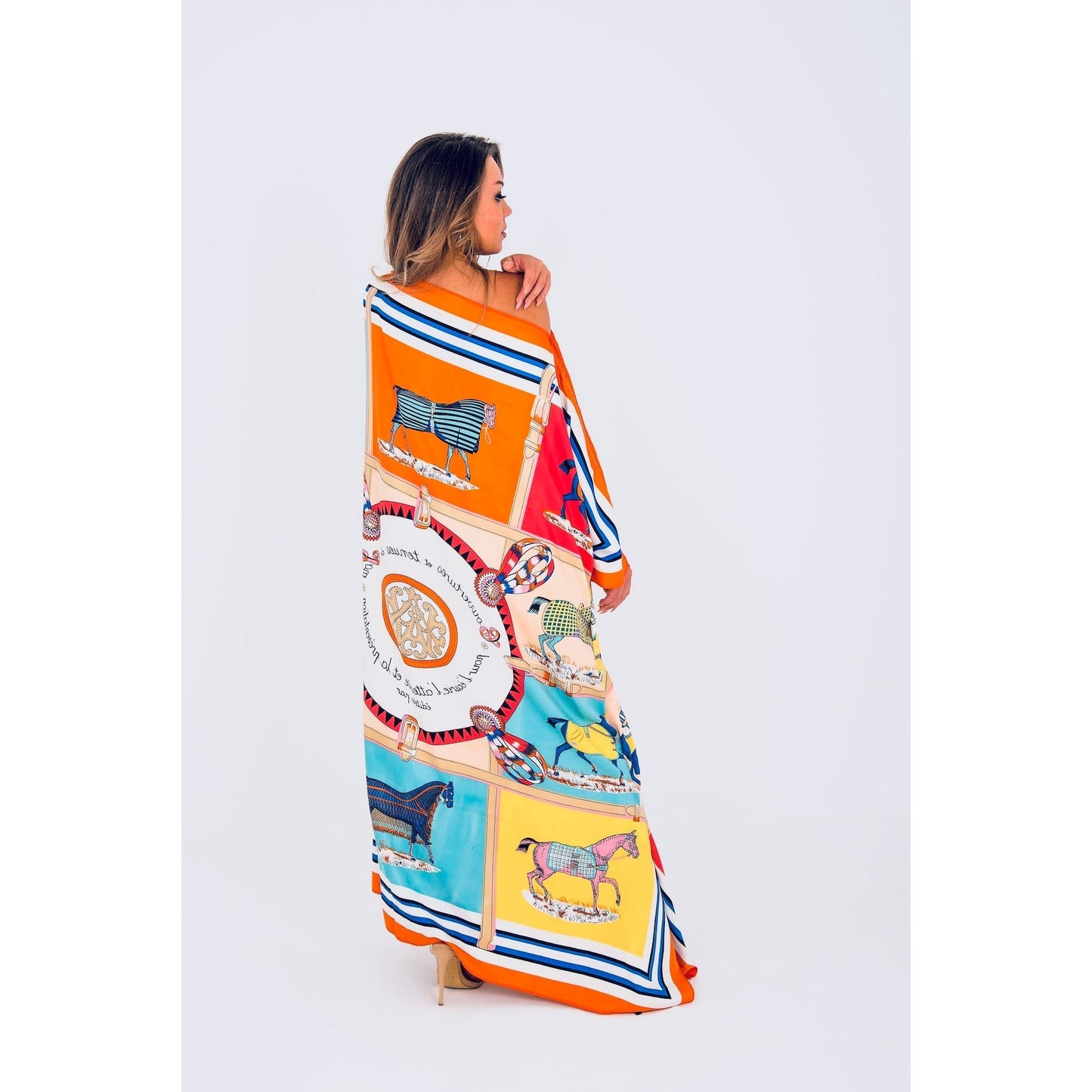 CAIRO Orange Print Caftan Maxi Dress