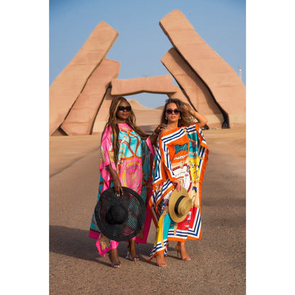 CAIRO Orange Print Caftan Maxi Dress