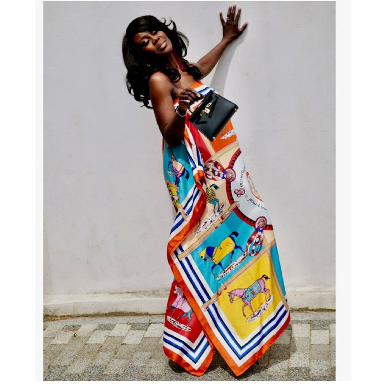 CAIRO Orange Print Caftan Maxi Dress