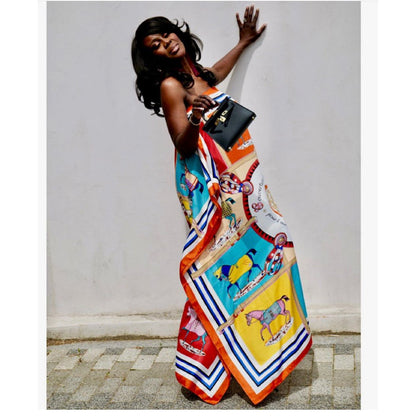 CAIRO Orange Print Caftan Maxi Dress