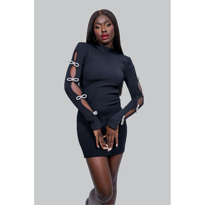 ANASTASIA Black Bow Sleeve Mini Dress