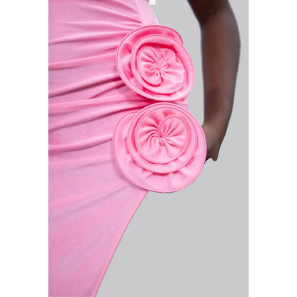 ARIANA  Pink High Thigh Slit Dress