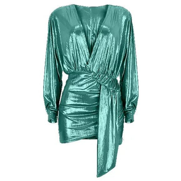 KALI Green Metallic Mini Dress