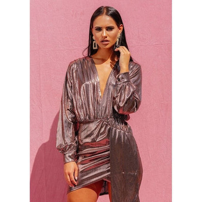 KALI Rose Gold Metallic  Mini Party Occasion  Dress