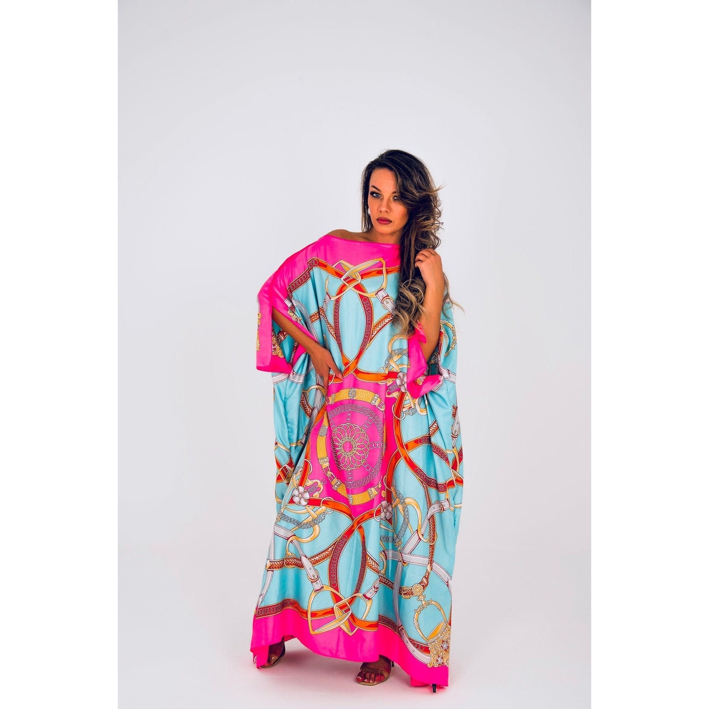 CAIRO Pink Printed Caftan Maxi Dress