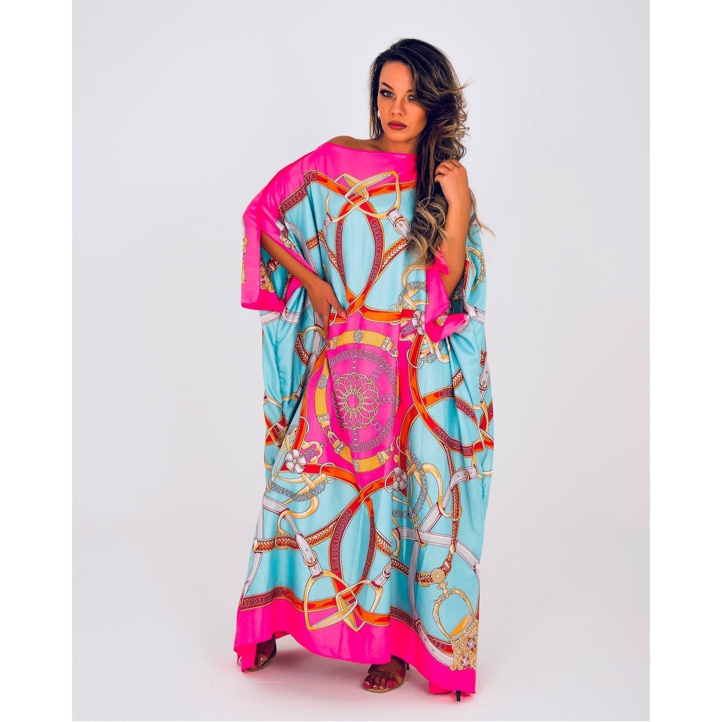 CAIRO Pink Printed Caftan Maxi Dress