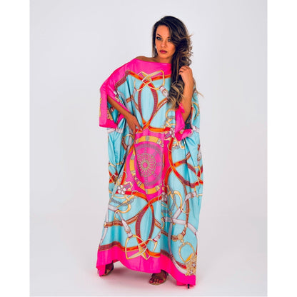 CAIRO Pink Printed Caftan Maxi Dress