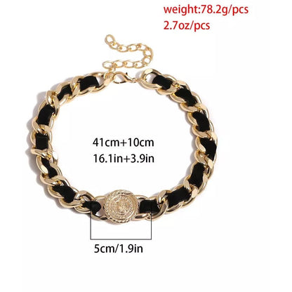 KHLOA Gold Metallic Chunky Necklace