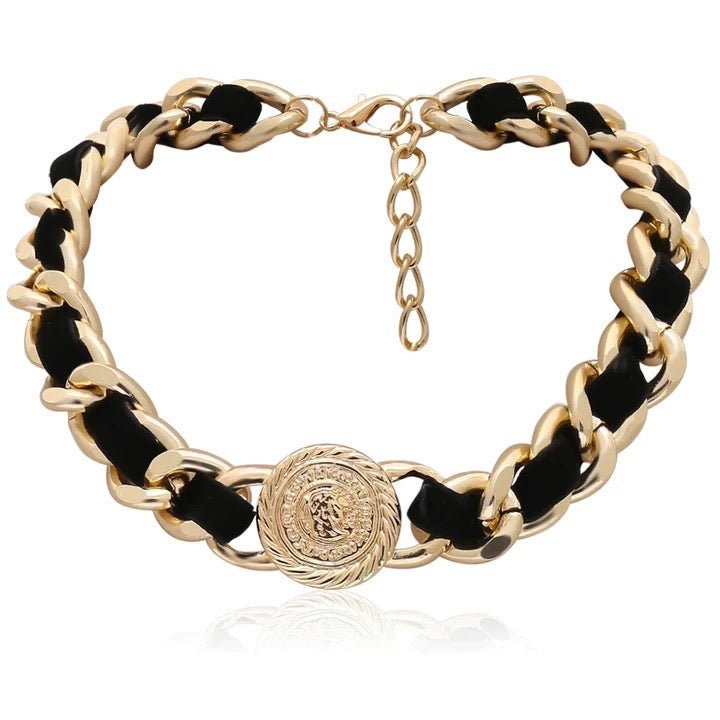 KHLOA Gold Metallic Chunky Necklace
