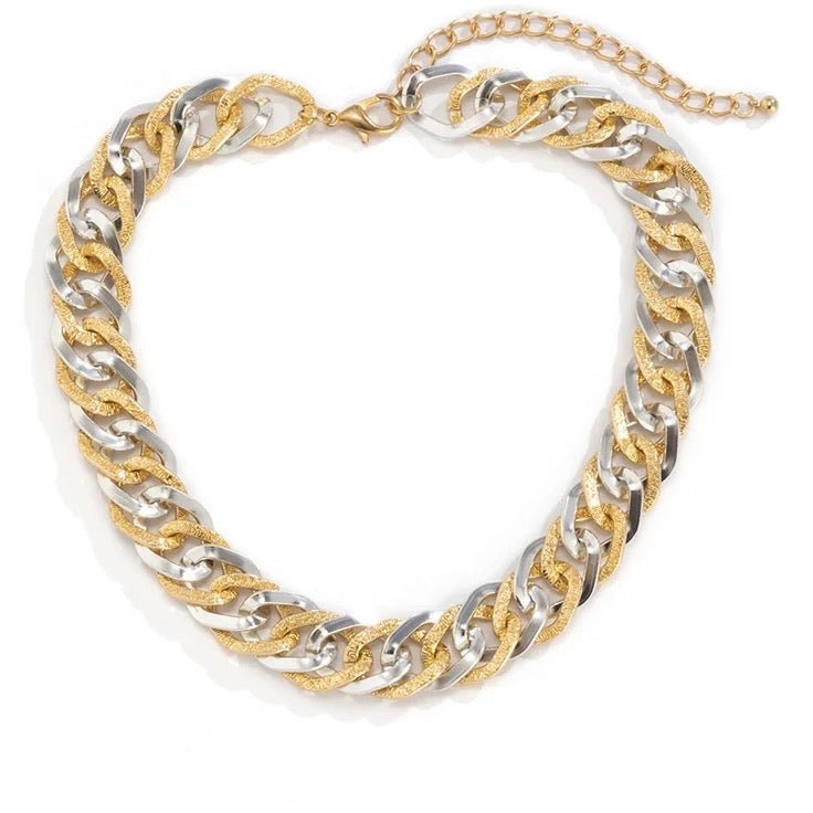 LORIH Chunky Gold Metallic Necklace