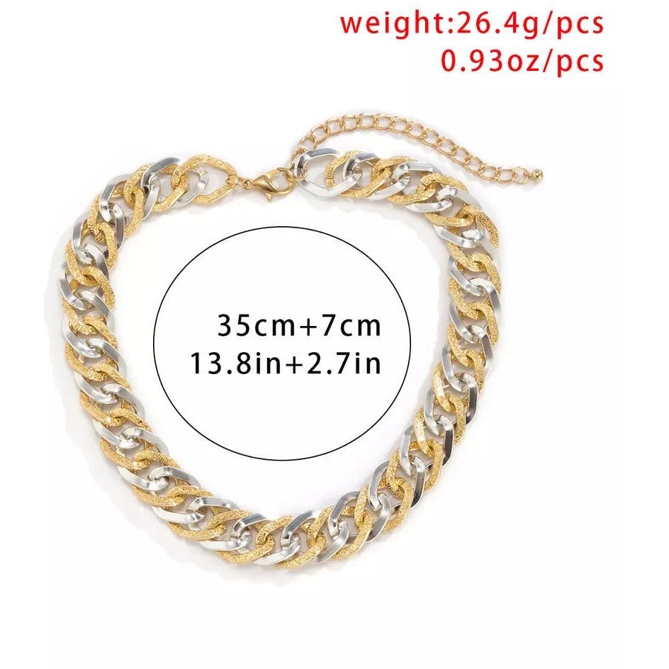 LORIH Chunky Gold Metallic Necklace