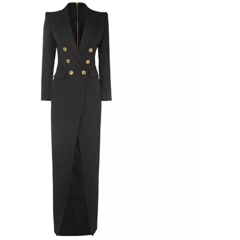 TAMMY  Black Double Breasted Blazer Maxi Dress