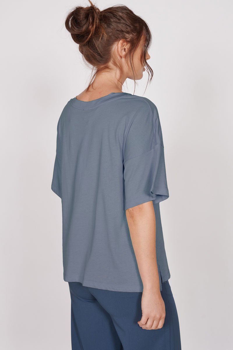 Ella Blue Over Sized V Neck T-Shirt