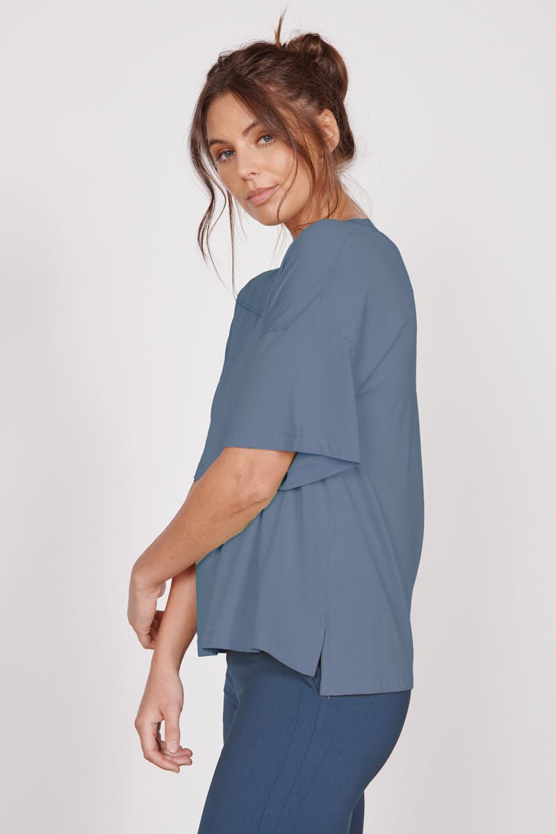Ella Blue Over Sized V Neck T-Shirt