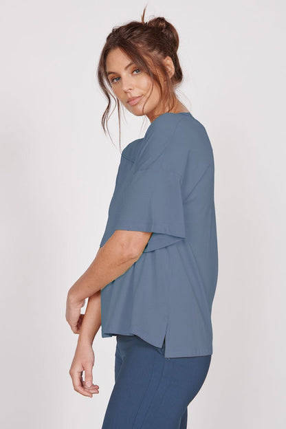 Ella Blue Over Sized V Neck T-Shirt