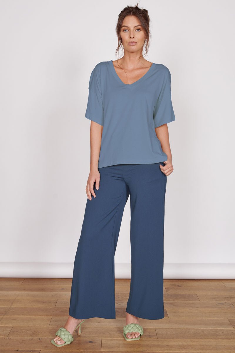 Ella Blue Over Sized V Neck T-Shirt