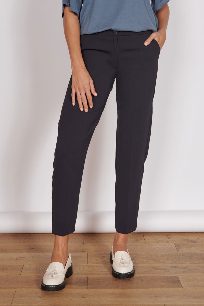 Fran Black Tapered Leg Tailored Trousers