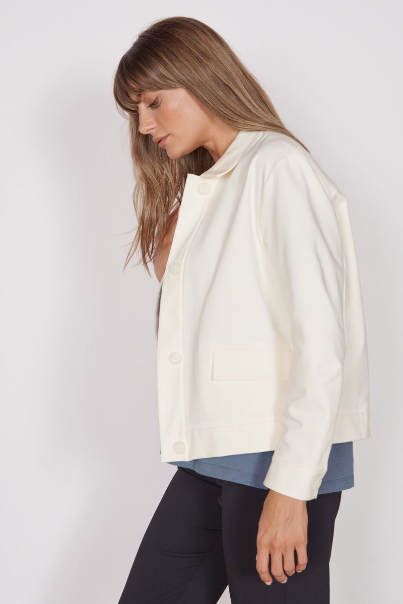 Gaia Cream Oversized Button Up Cropped Jacket