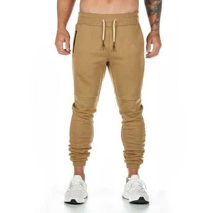 Jogger Pants, Gym Sweat Trousers Side Zipper Pockets Slim Fit  Trousers for Men