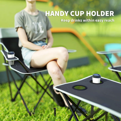 Outsunny 4 Piece Foldable Camping Table and Chairs Set, Grey