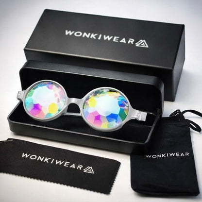 Kaleidoscope Glasses – Trippy Rave & Festival Glasses with Whirlpool Lenses (Clear)