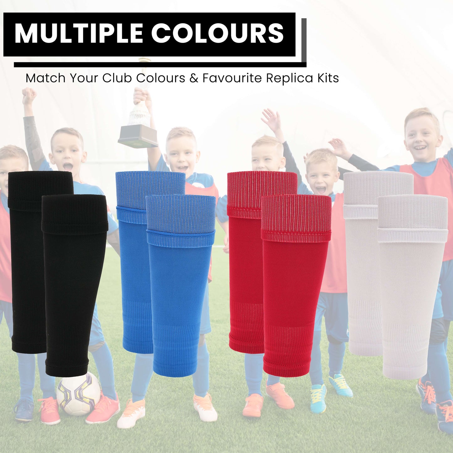 Kids Leg Sleeve Socks Black Fits Over Calf Shin Pads Compression Sleeves for Football Training Running by Sock Stack