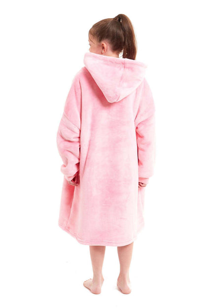 Kids Oversized Hooded Fleece Blanket with Reversible Sherpa Double Pocket Ultra-Soft Cozy Wearable Blanket for Lounging and Outdoor Ages 8-15 by Daisy Dreamer
