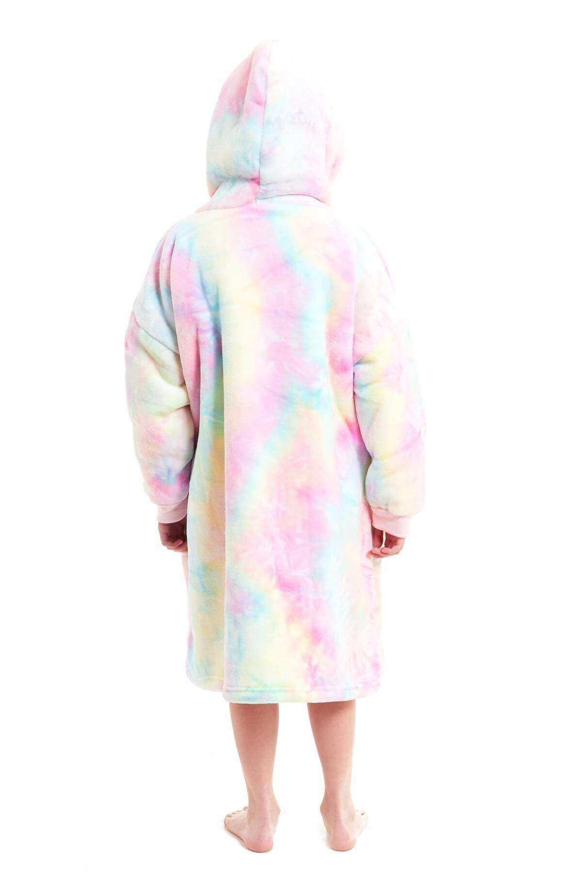 Kids Oversized Hooded Fleece Blanket with Reversible Sherpa Double Pocket Ultra-Soft Cozy Wearable Blanket for Lounging and Outdoor Ages 8-15 by Daisy Dreamer