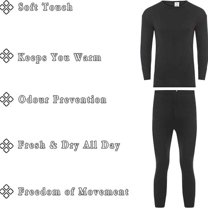Kids Winter Thermal Underwear Set Boys Warm Long Sleeve Top and Pants Cosy Insulating Base Layer Sizes 3-13 Charcoal Black by Heatwave Thermalwear