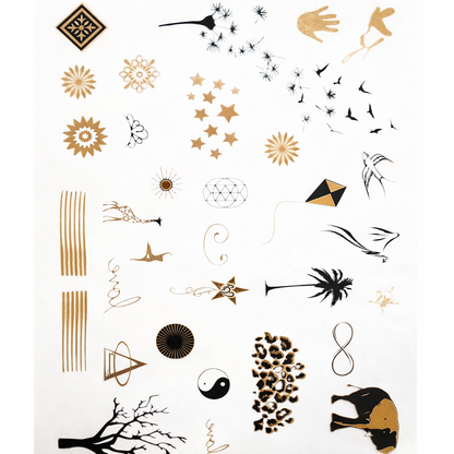 Kundalini Temporary Tattoos – Metallic Gold & Black | Bold Festival & Rave Face Art
