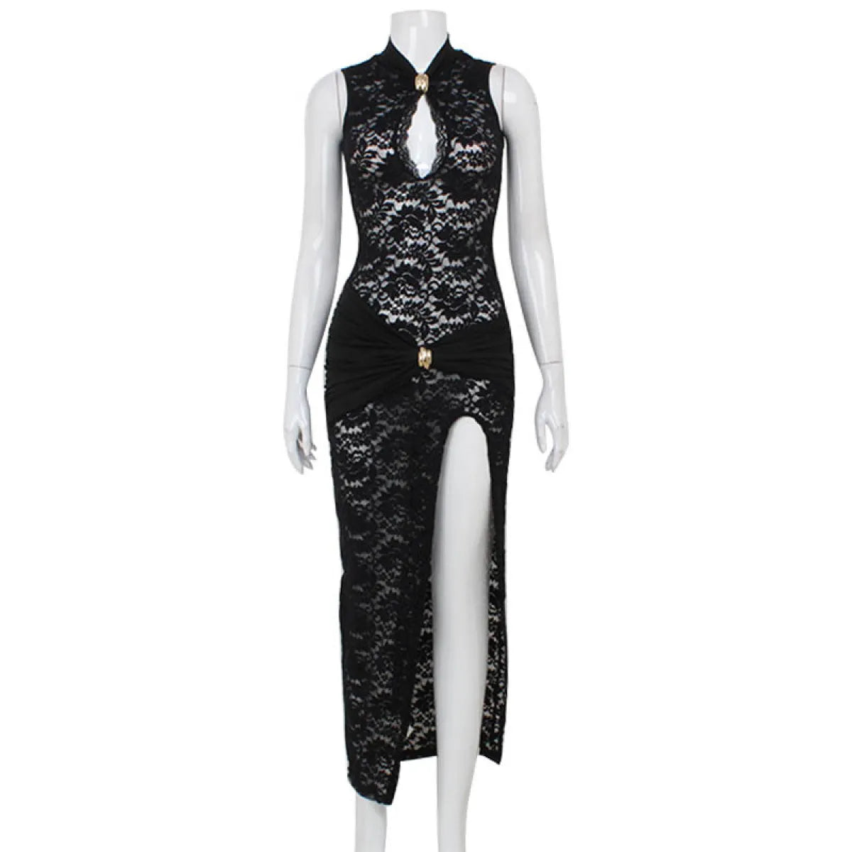 Chic Lace Cut-Out Evening Dress