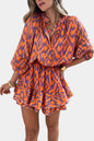 Yasmine Mini Jumpsuit with Ruffles and Ikat Print