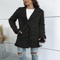 Lapel Suede Elegant Faux Leather Woollen Long Jacket