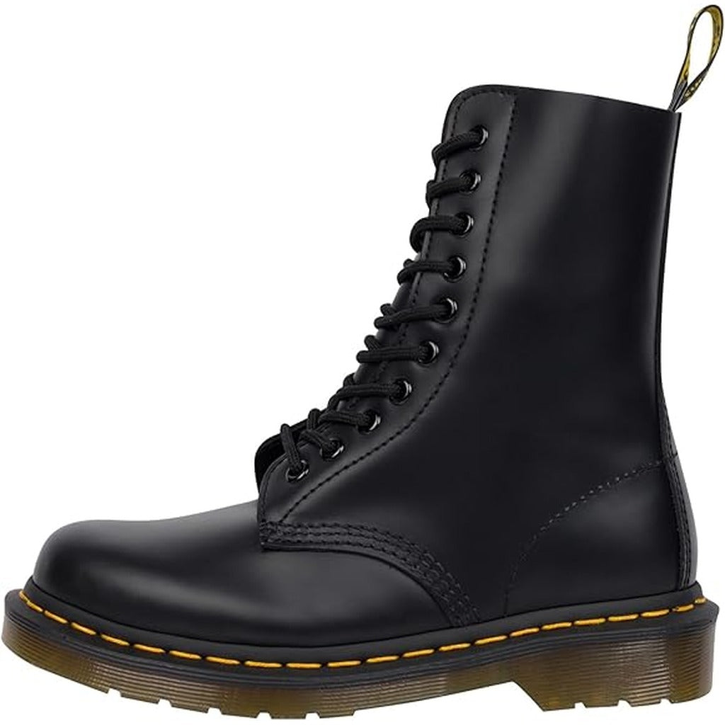 Dr. Martens 1490 Smooth –10-Eye Leather Mid-Calf Boots (Black)