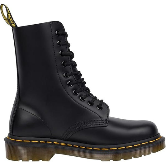Dr. Martens 1490 Smooth –10-Eye Leather Mid-Calf Boots (Black)
