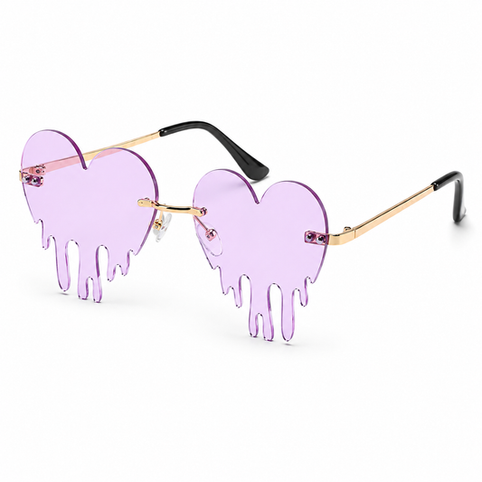 Lilac Dripping Heart Festival Glasses – Pastel Rave Sunglasses