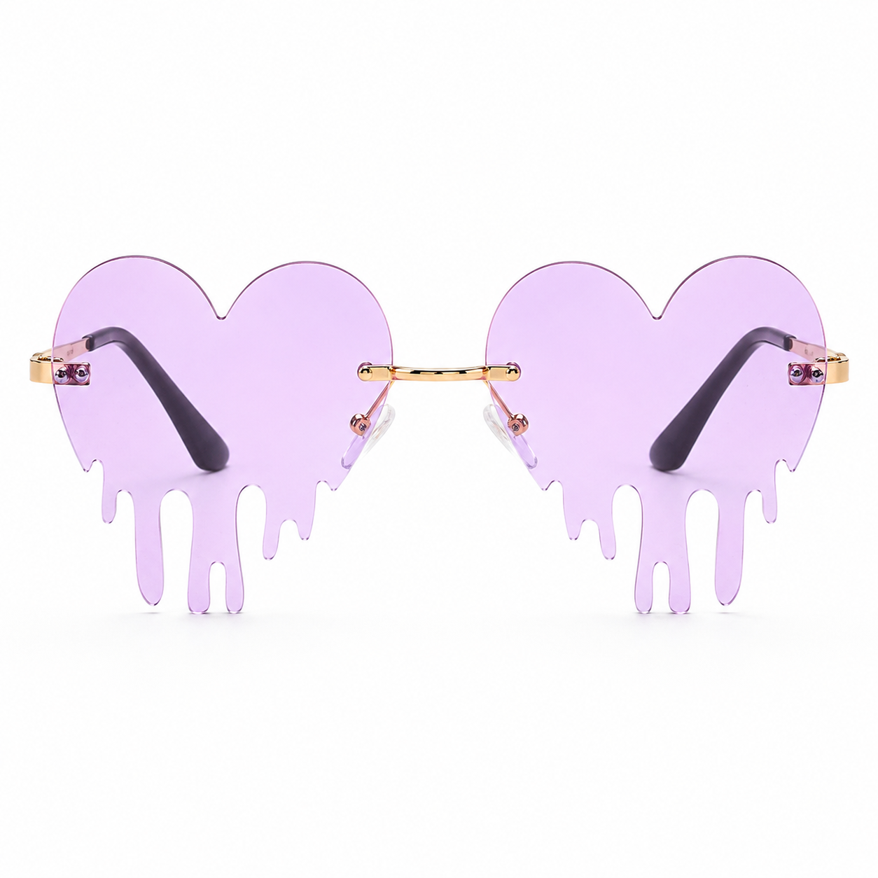 Lilac Dripping Heart Festival Glasses – Pastel Rave Sunglasses