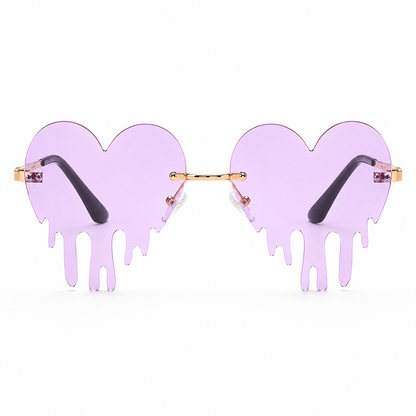 Lilac Dripping Heart Festival Glasses – Pastel Rave Sunglasses